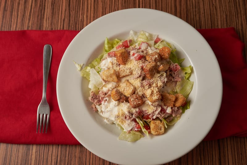 Caesar salad with romaine lettuce croutons and parmesan