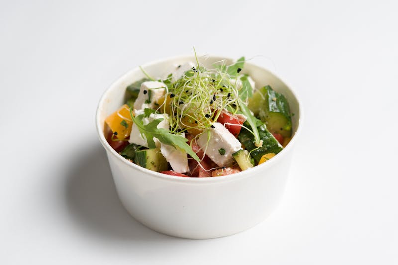 Greek salad with feta cheese olives and cucumber