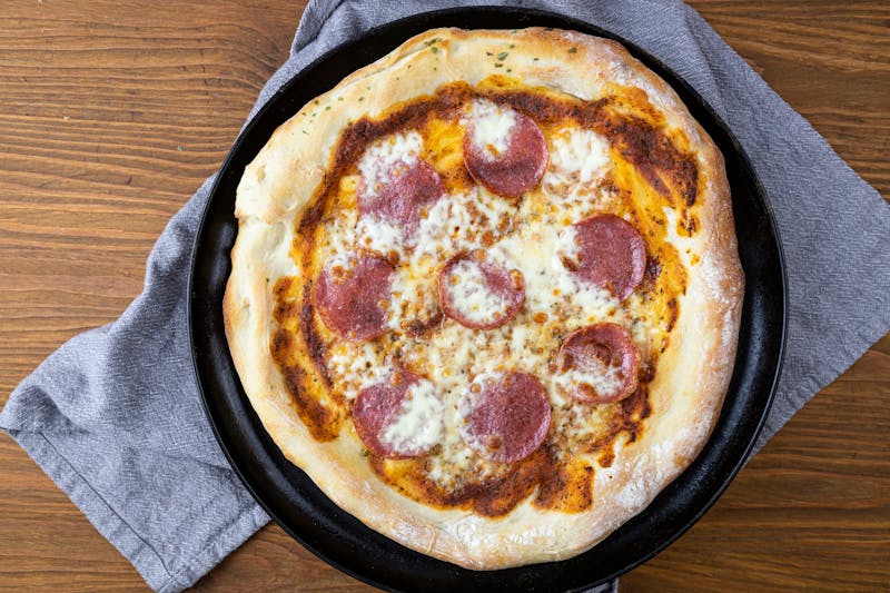 Jet's classic Margherita pizza with fresh mozzarella and basil